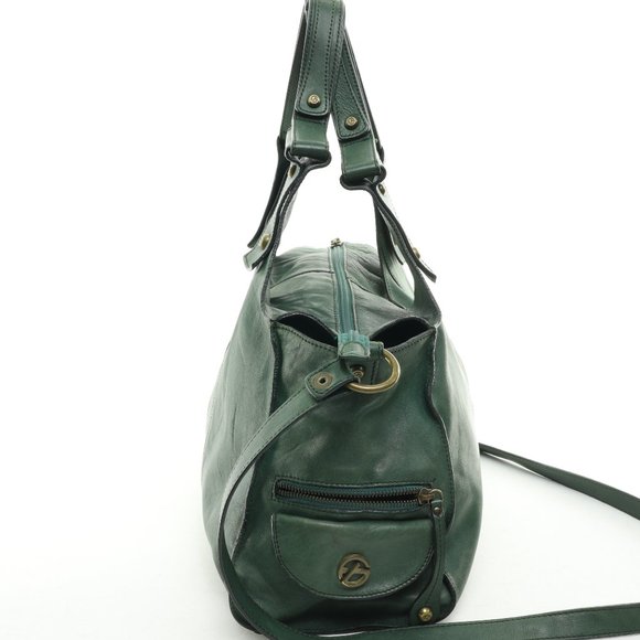 Vintage Francesco Biasia Green Leather Shoulder Bag Purse Crossbody • 16 x 9 x 5 - Picture 4 of 13